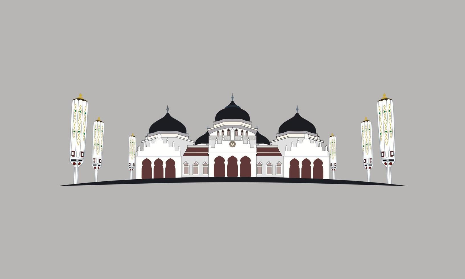 Grand Mosque Vector Illustration on  Solid Color Background