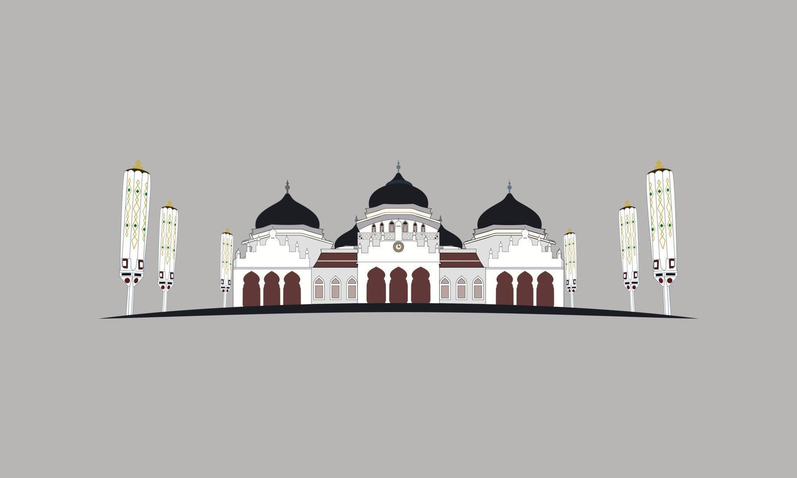 Grand Mosque Vector Illustration on  Solid Color Background