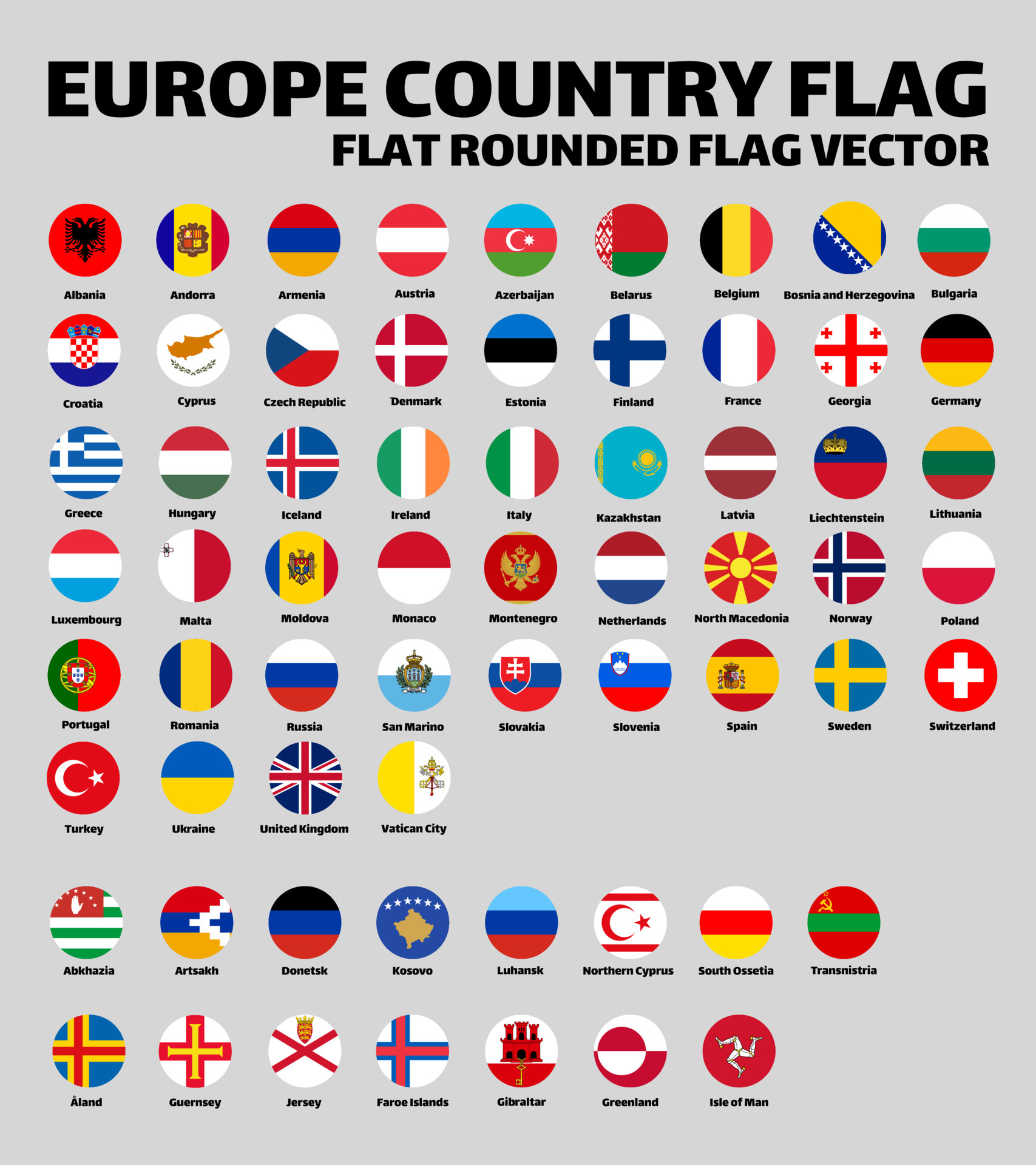 Premium Vector  Europe countries flags rounded flags of countries in europe