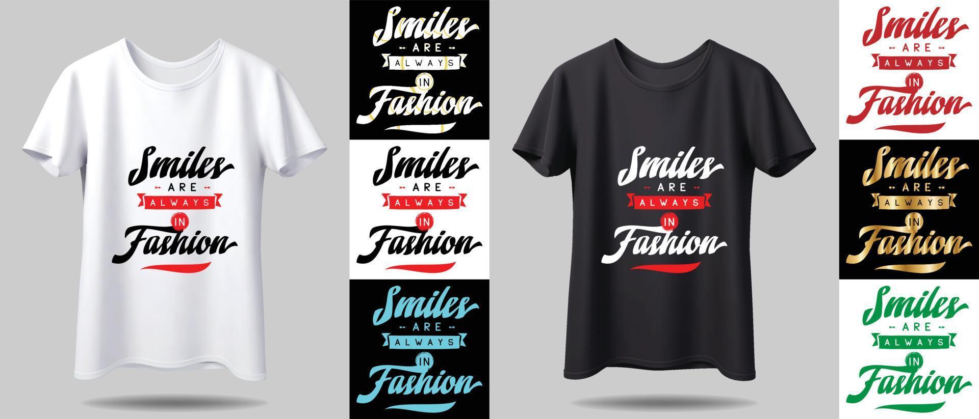 T-shirt design mockup. New black and white typography t-shirt design with mockup in different color. vector