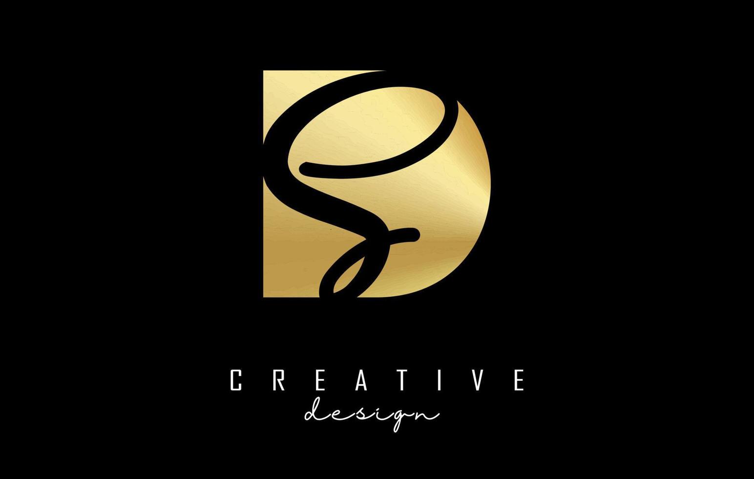 Golden letters DS logo with a minimalist design and negative space ...