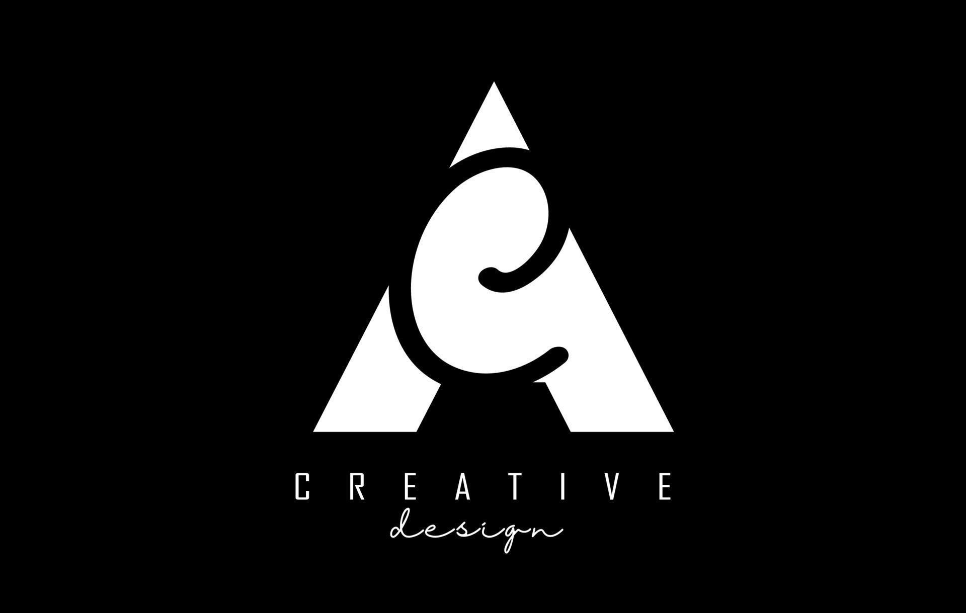 Black and white AC letter logo with a minimalist and negative space