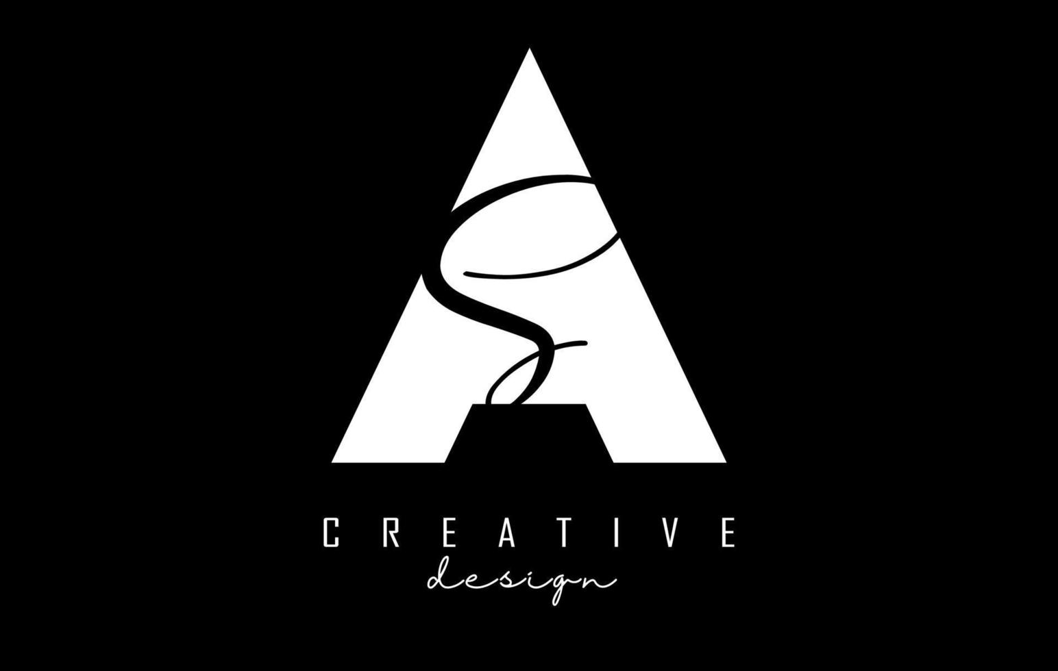 blanco y negro como logotipo de letra con un diseño de espacio negativo y minimalista. letras abstractas con tipografía geométrica y manuscrita. vector