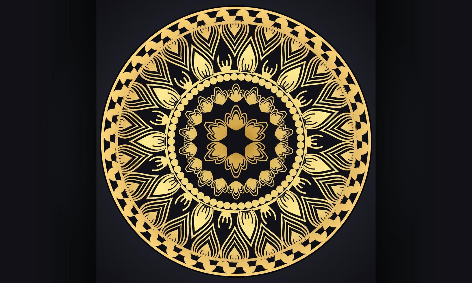 Gold ornament on a black background. Luxury mandala design. vector