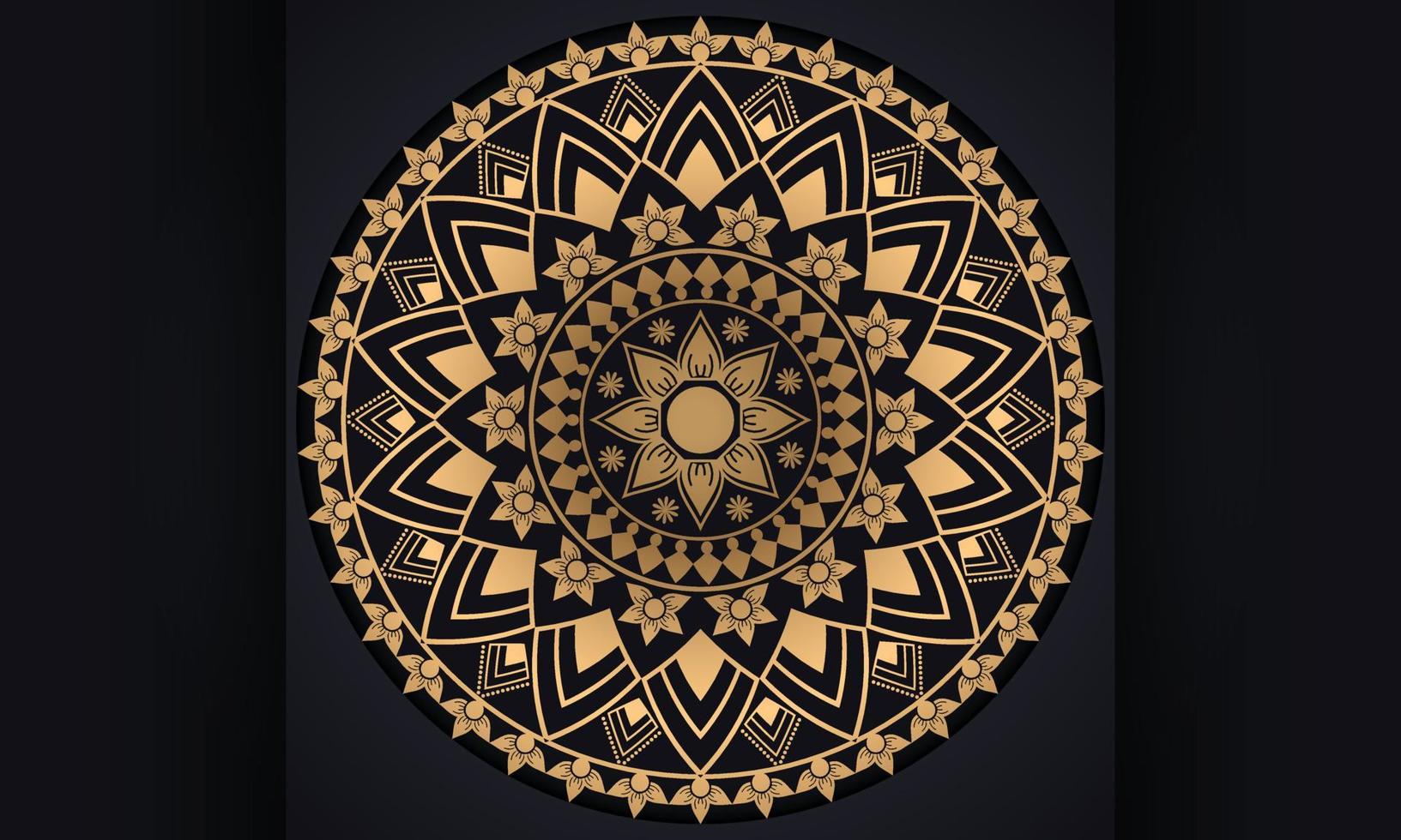 el diseño del patrón mandala. ornamento del símbolo espiritual sobre fondo negro. vector