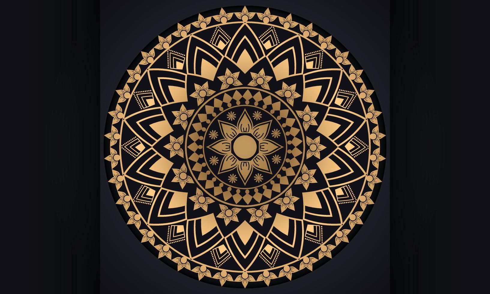 The mandala pattern design.Spiritual symbol ornament on black background. vector