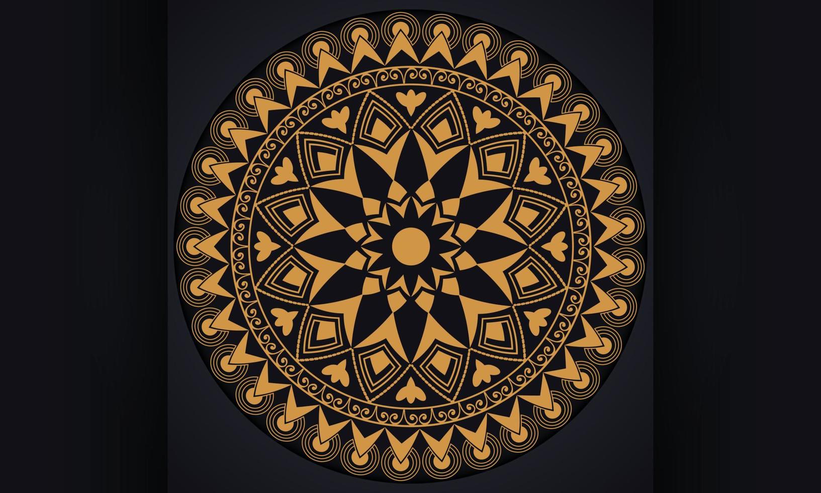 Mandala pattern Design. Golden ornament on black background. vector