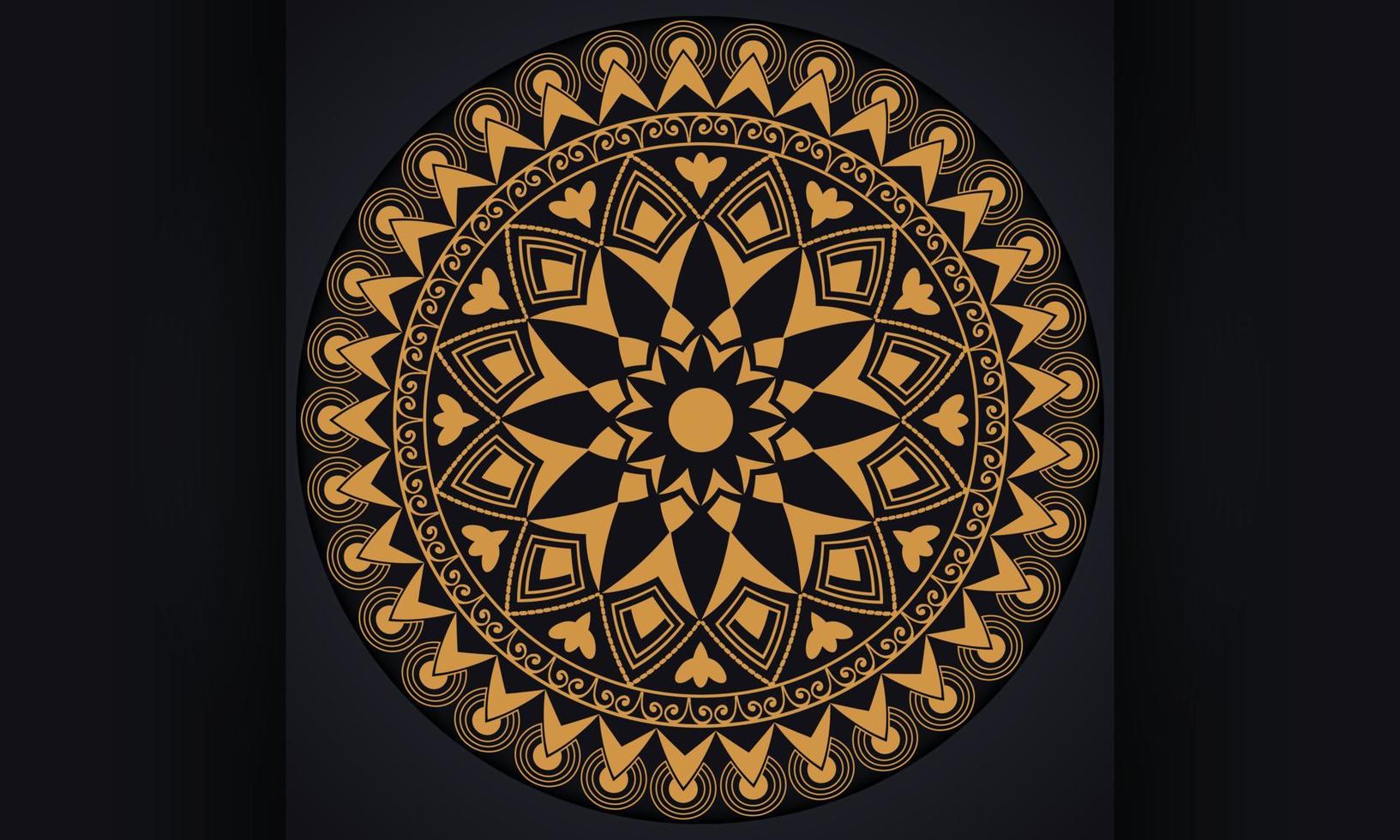 Mandala pattern Design. Golden ornament on black background. vector