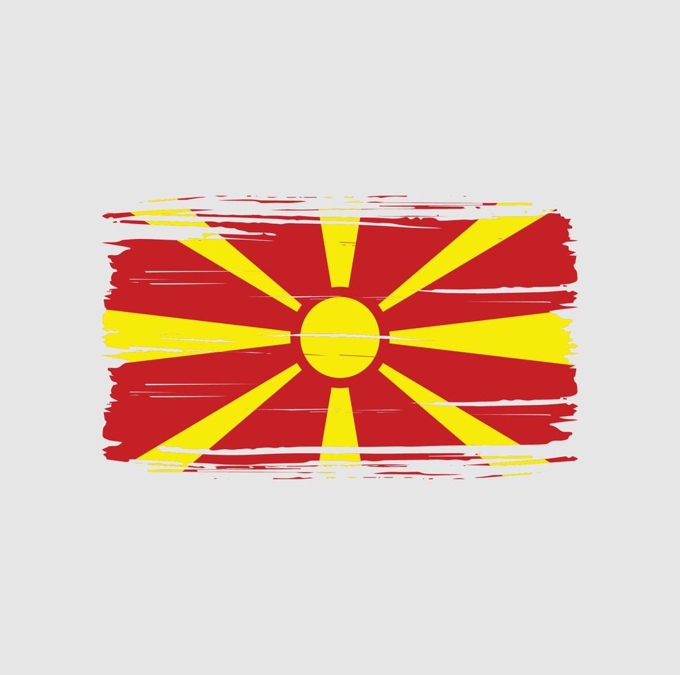 trazo de pincel de la bandera de macedonia del norte. bandera nacional vector