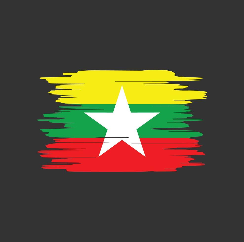 Myanmar flag brush strokes vector