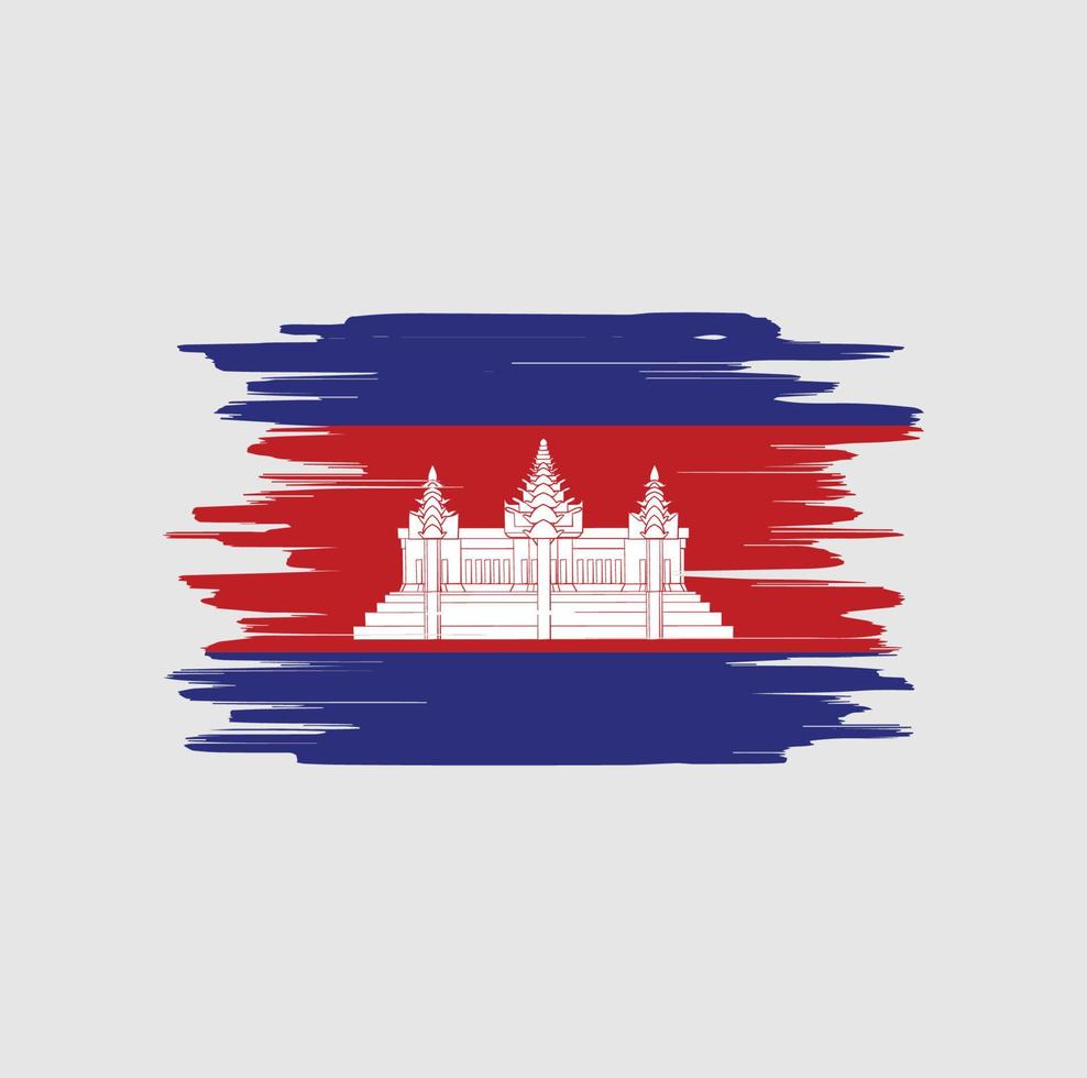 Cambodia flag brush strokes vector