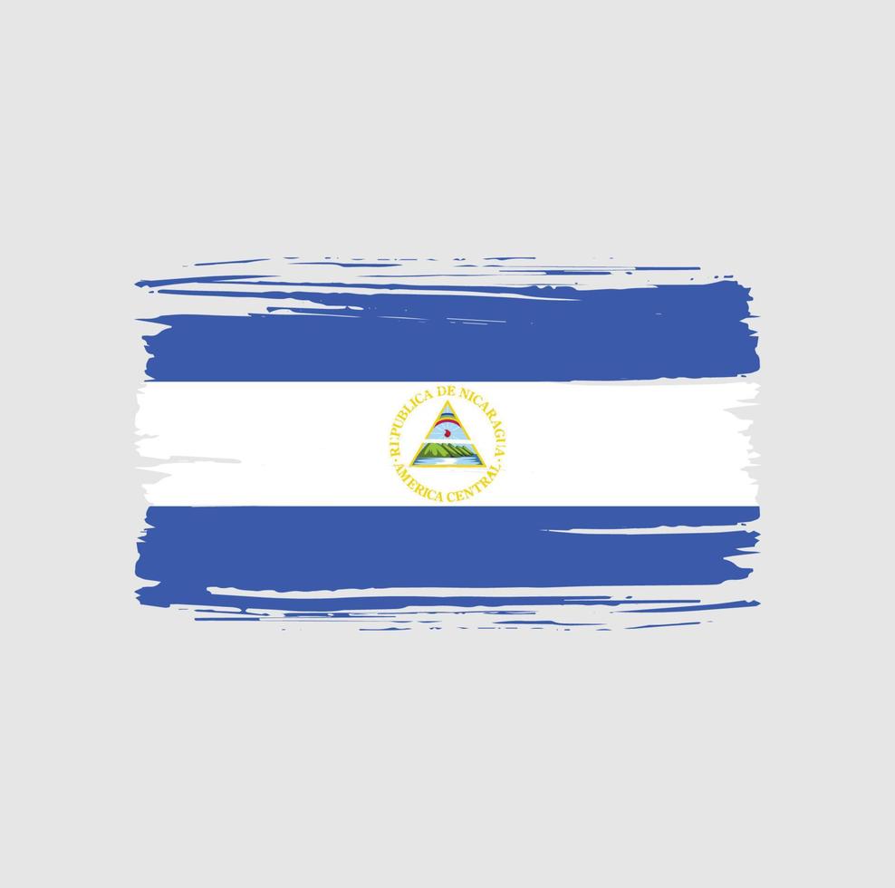 trazo de pincel de bandera de nicaragua. bandera nacional vector