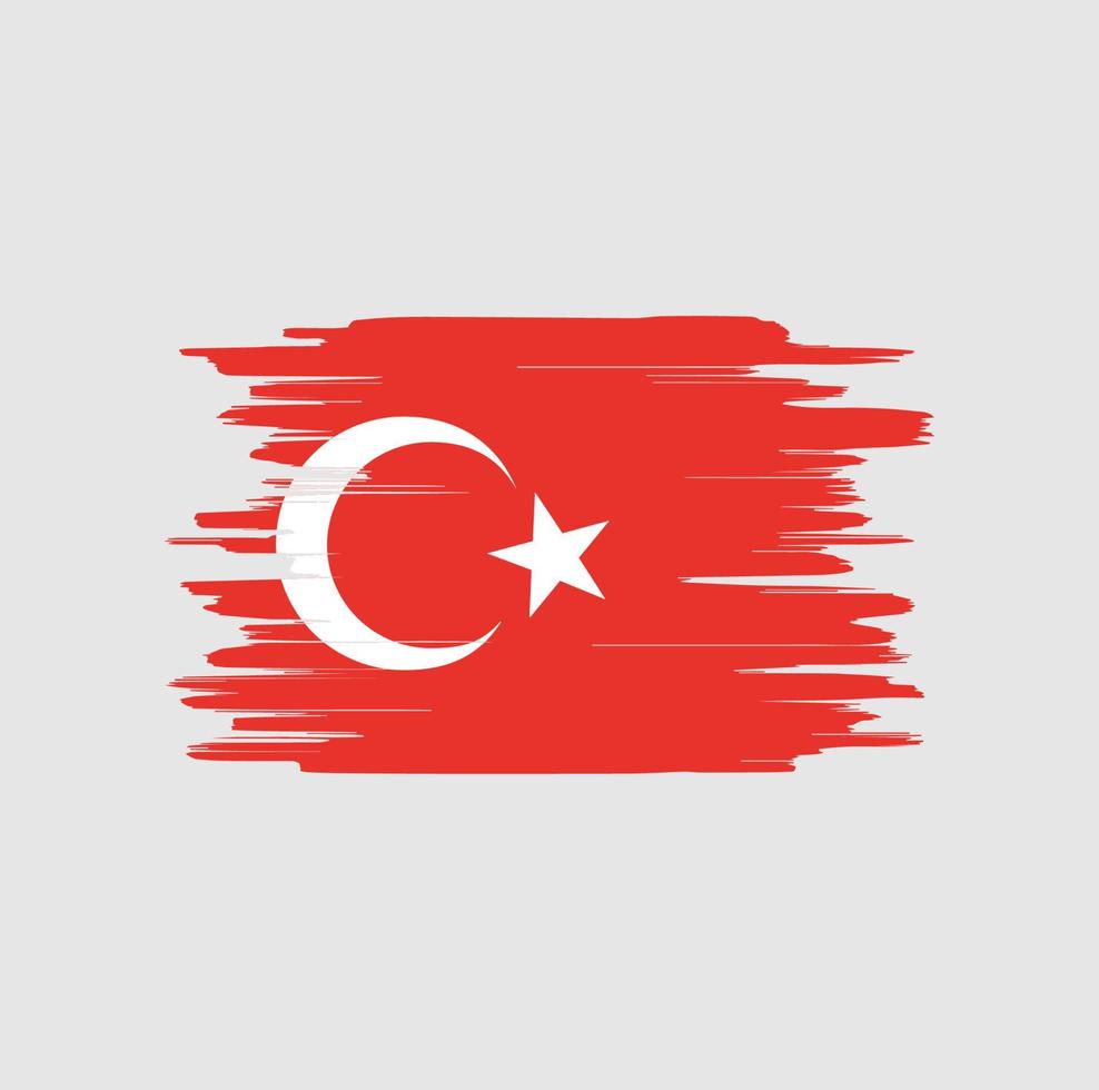 trazos de pincel de bandera de turquía vector