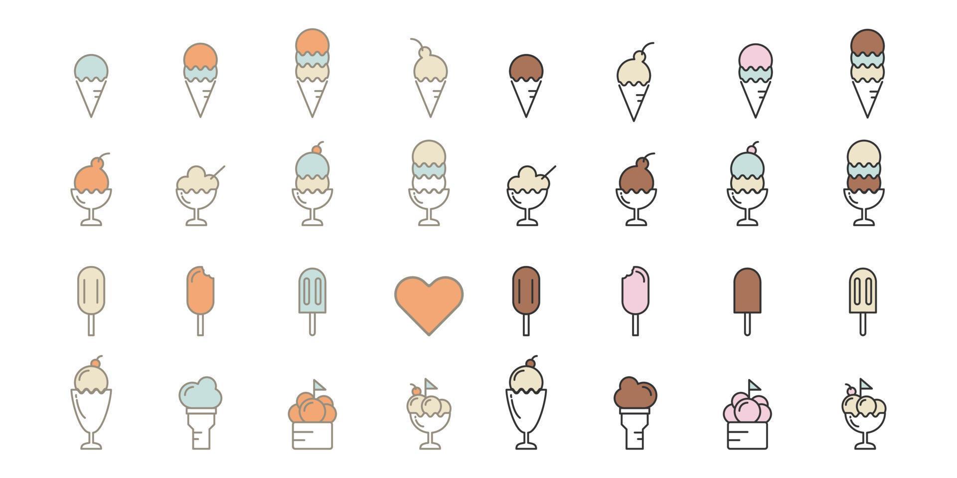 icono de línea de helado ilustración vectorial vector