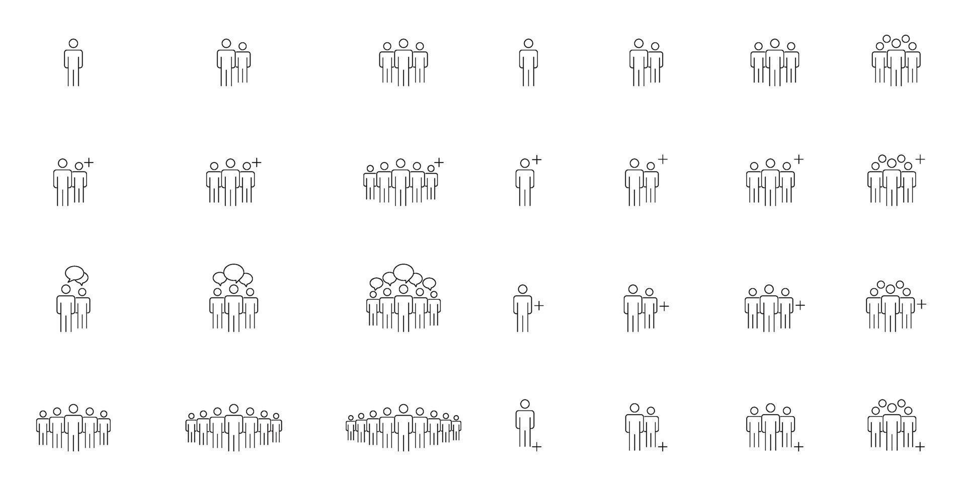 People Icons Line Work Group Team Vector Illustration