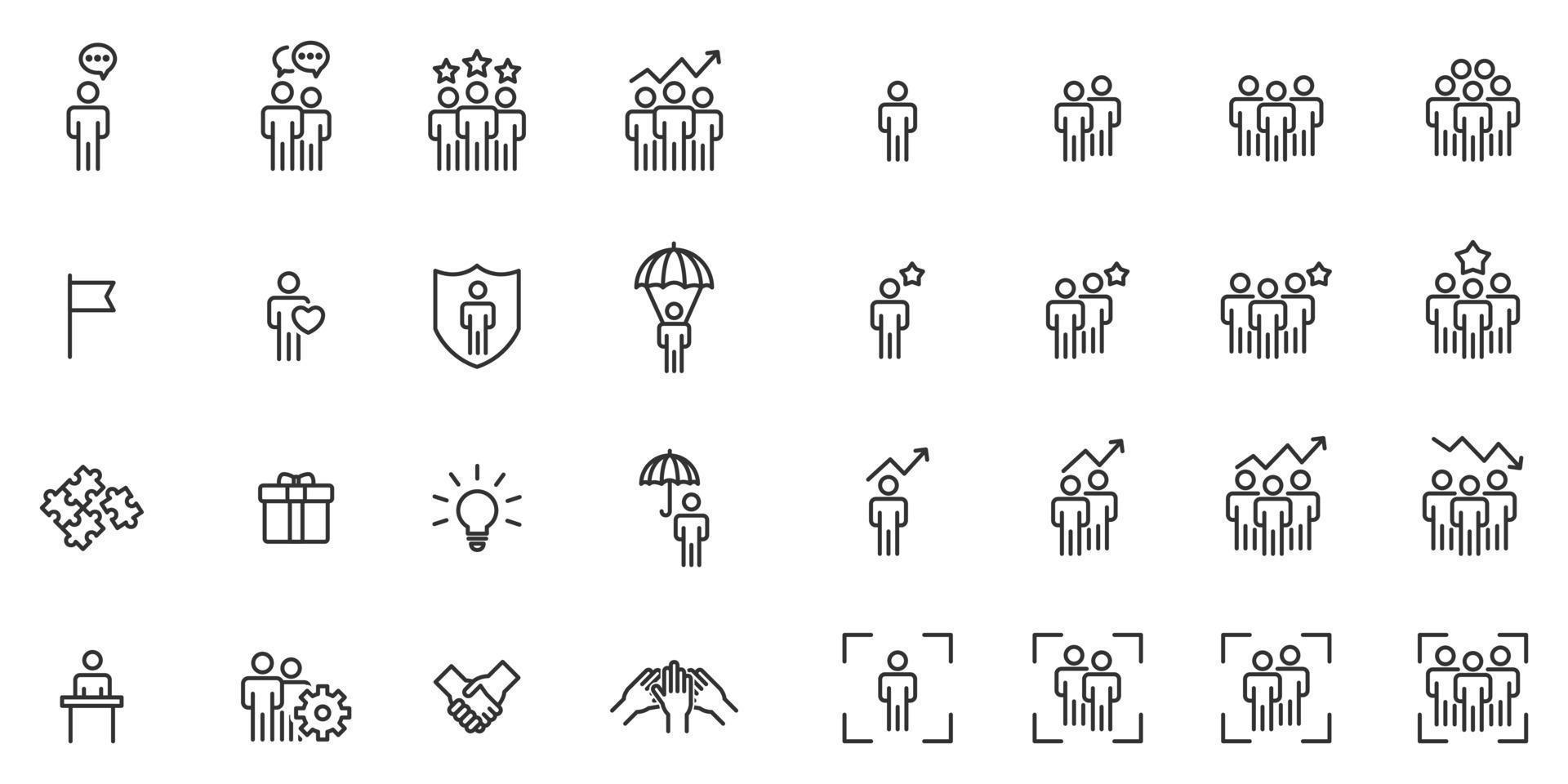 People Icons Line Work Group Team Vector