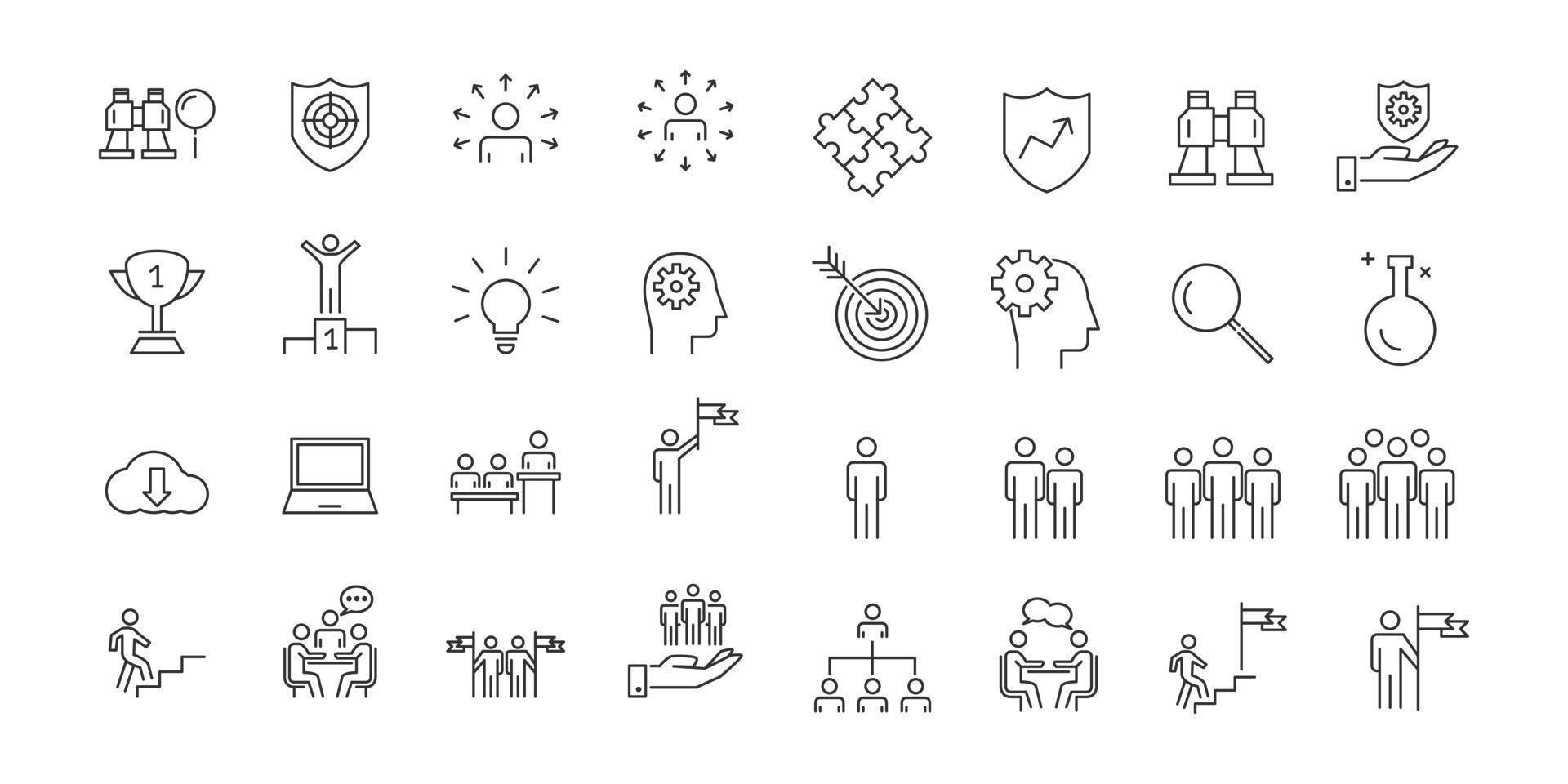 People Icons Line Work Group Team Vector