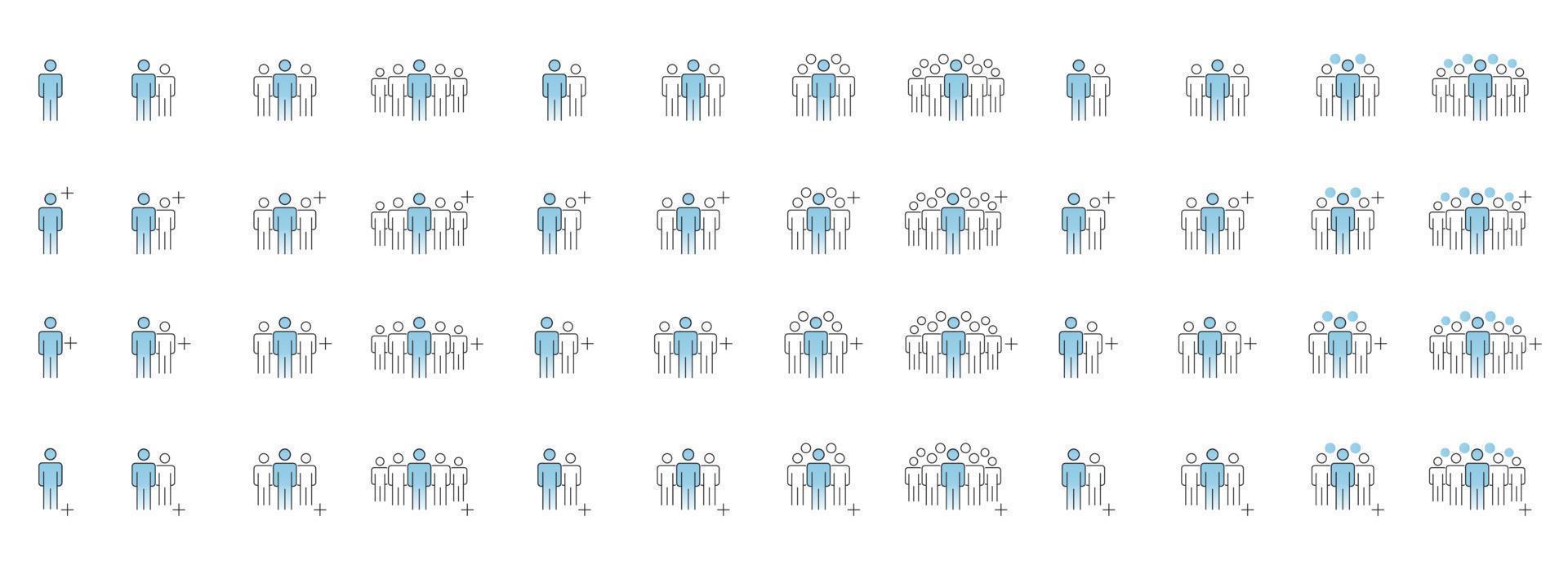 People Icons Line Work Group Team Vector Illustration