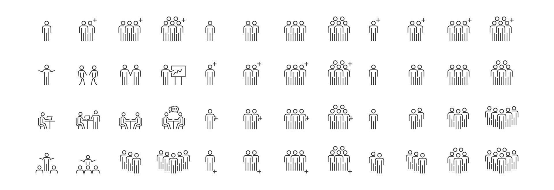 People Icons Line work group Team Vector, Business Meeting Communication. vector