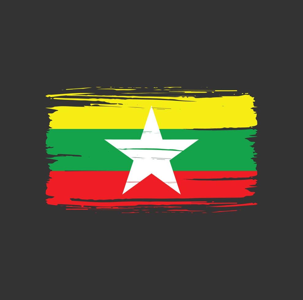 Myanmar flag brush stroke. National flag vector