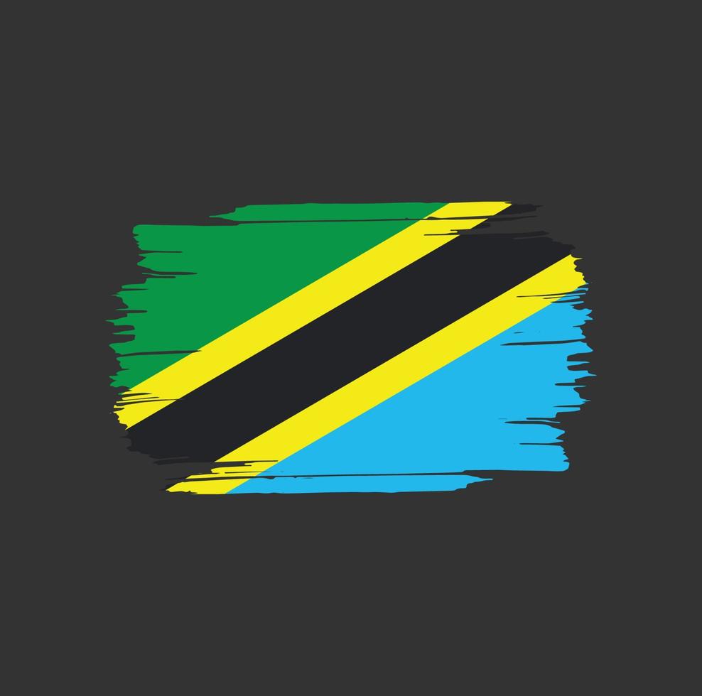 Tanzania Flag Brush Strokes. National Country Flag vector