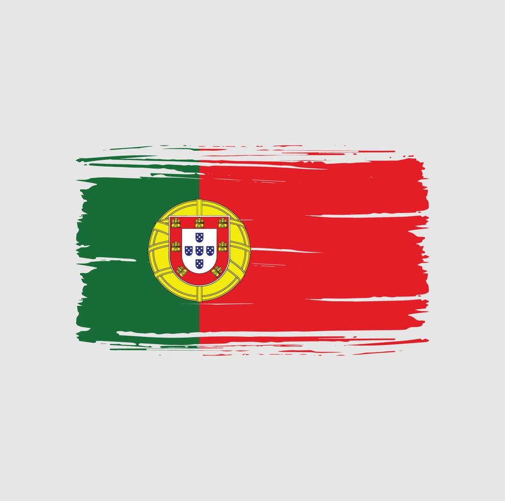 Trazo de pincel de bandera portuguesa. bandera nacional vector