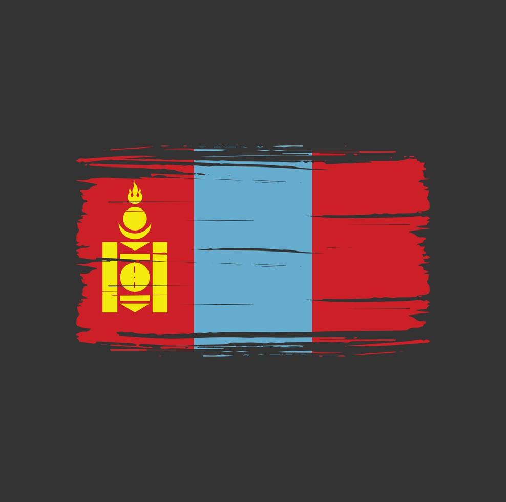 trazo de pincel de bandera de mongolia. bandera nacional vector