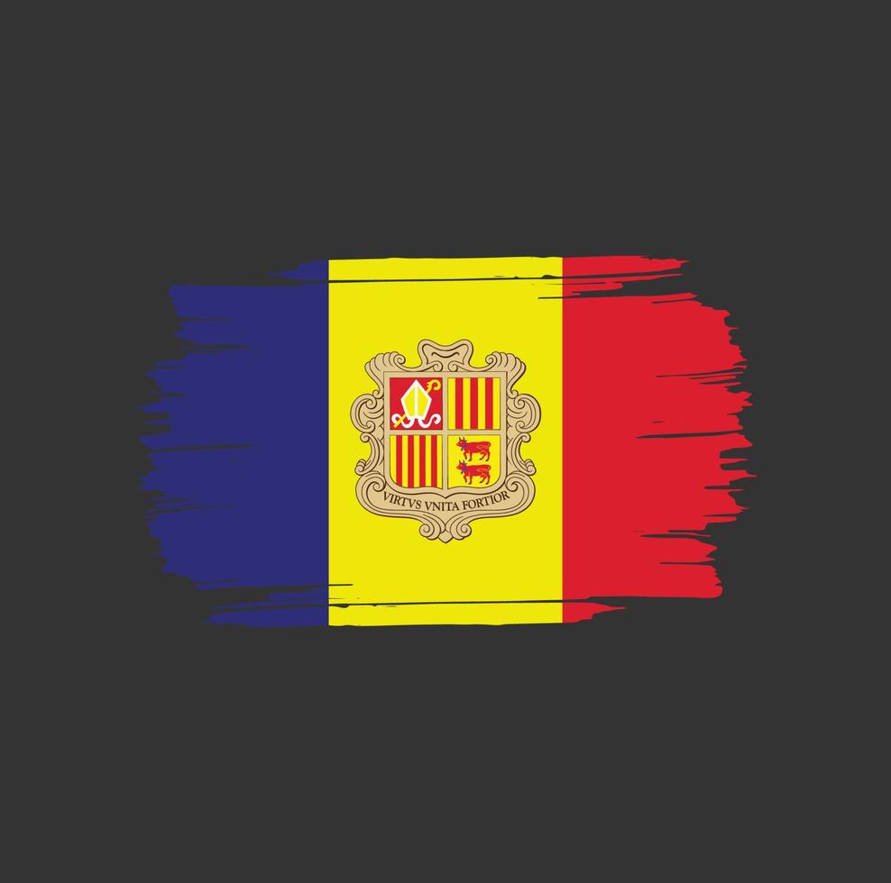 trazos de pincel de la bandera de andorra. bandera nacional del país vector