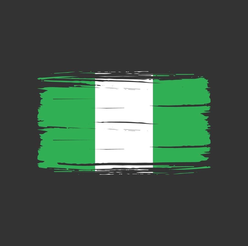 trazo de pincel de la bandera de nigeria. bandera nacional vector