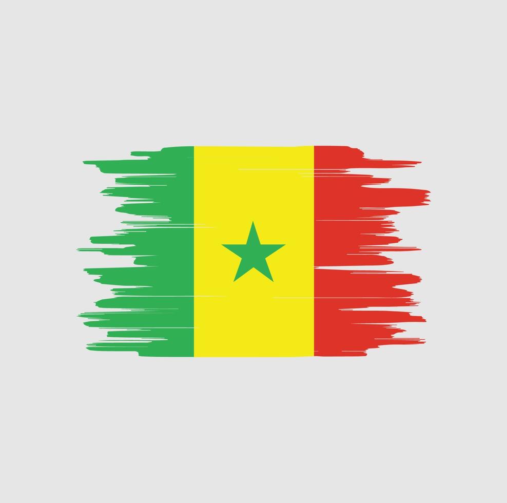 Senegal flag brush strokes vector