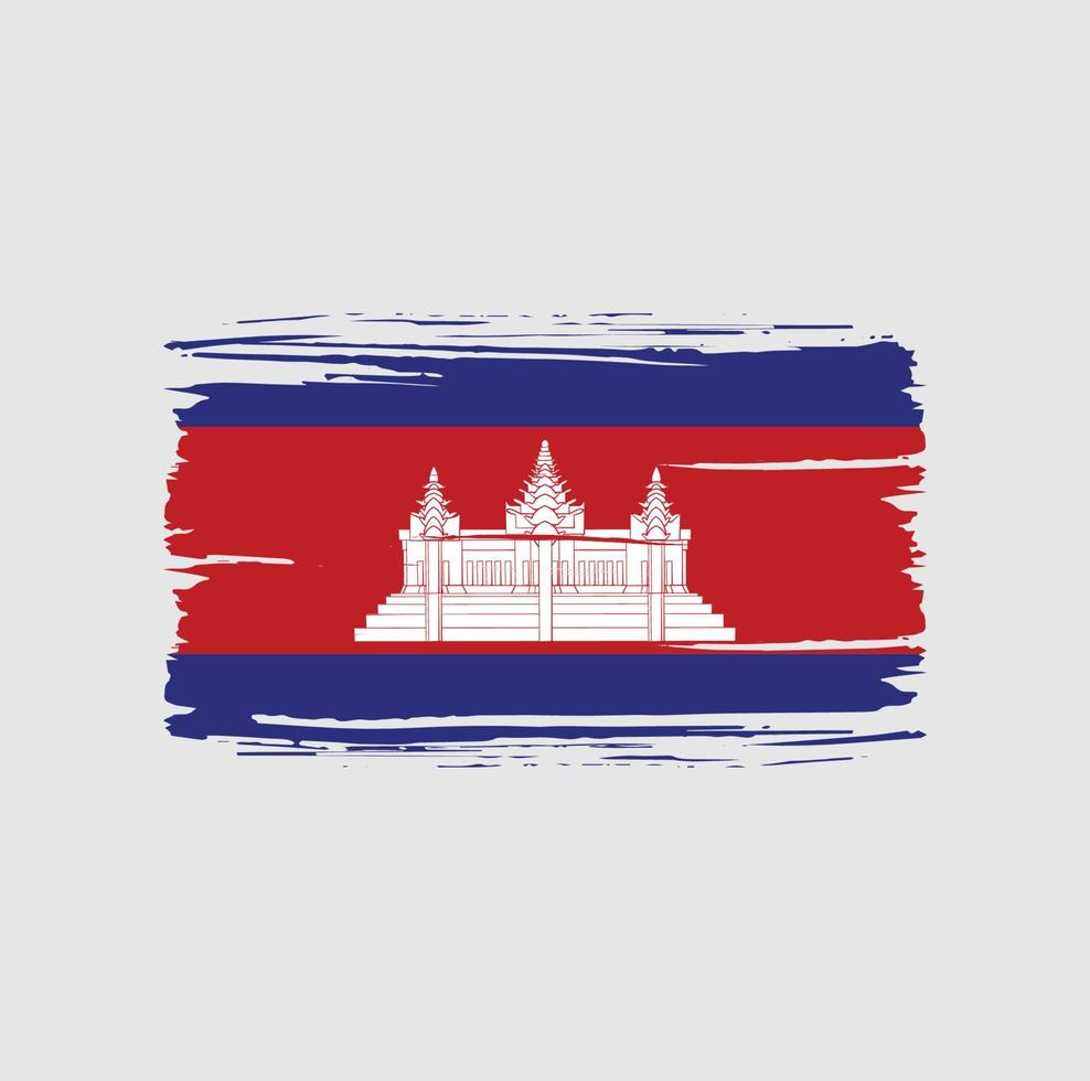 trazo de pincel de la bandera de camboya. bandera nacional vector