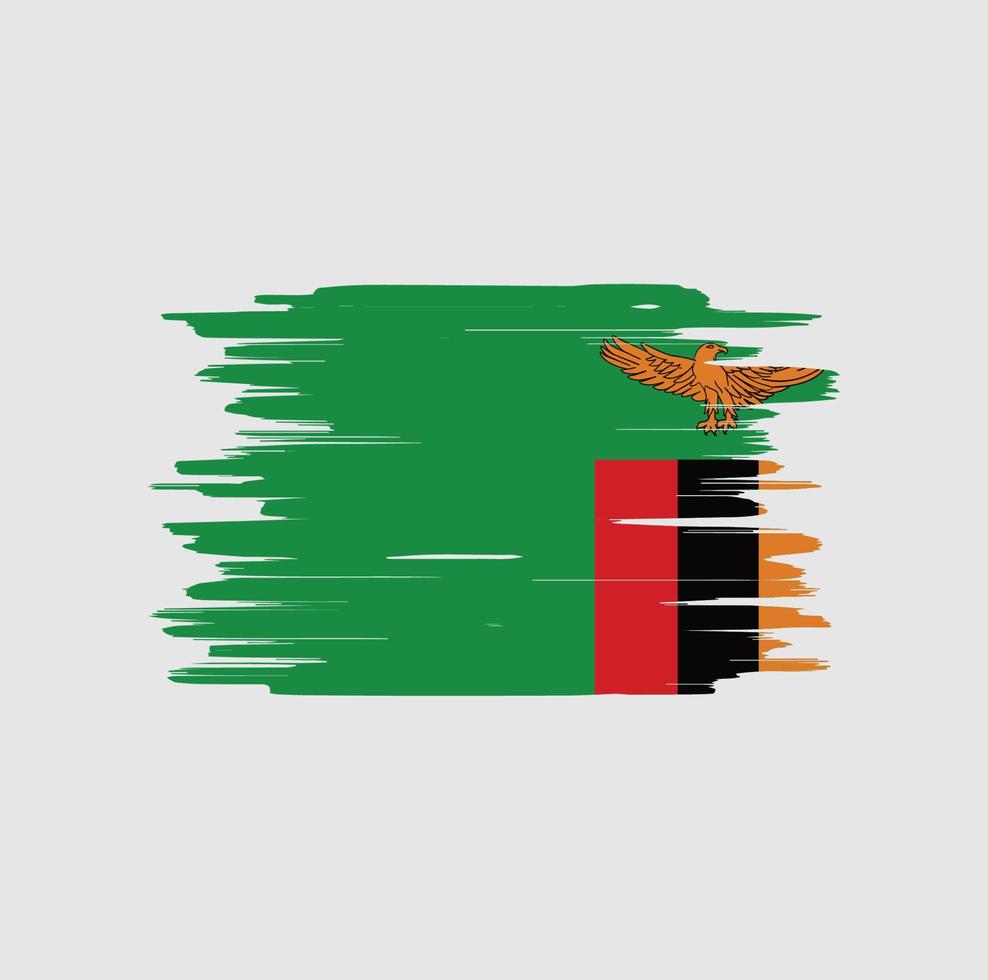 Zambia flag brush strokes vector