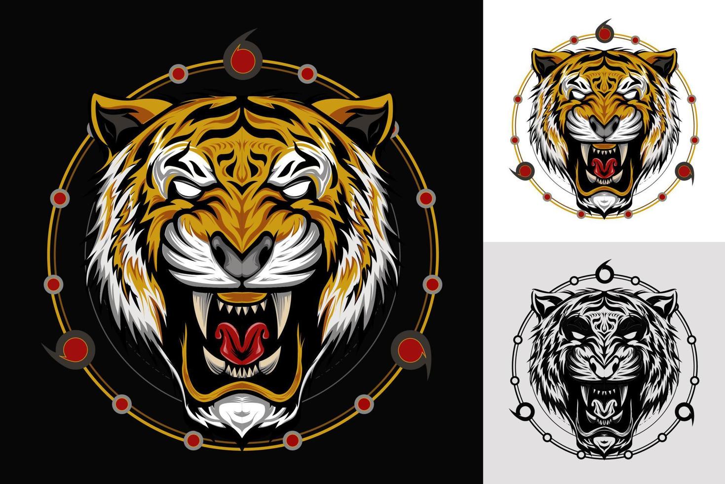 The Tiger head illustration with sacred symbol vector