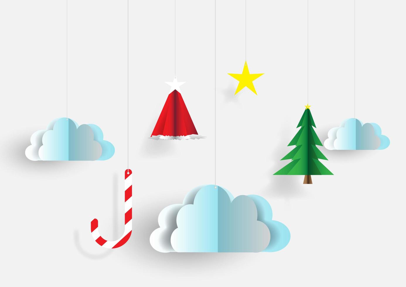 feliz decoración navideña en el fondo del cielo del aire.diseño creativo corte de papel digital y estilo artesanal para card.scene feliz año nuevo colección.elementos de la temporada de invierno coloque su ilustración de texto foto