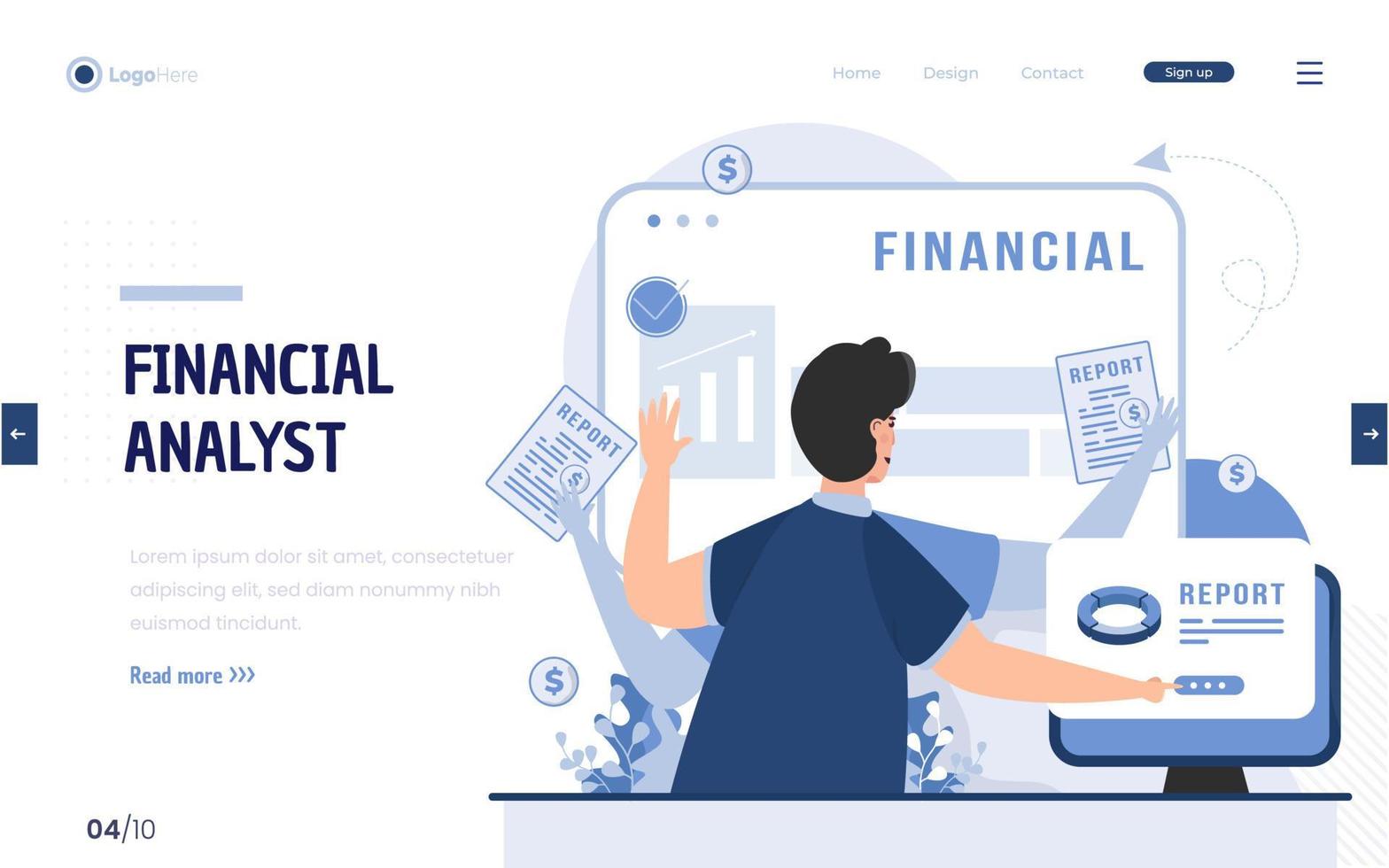 Financial analyst multitasking concept vector