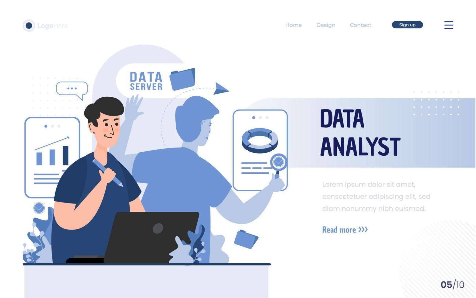 Data analyst multitasking concept vector