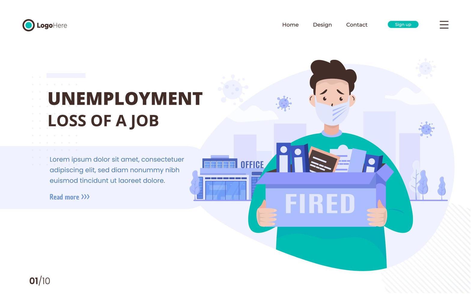 A man fired losing a job unemployment concept vector