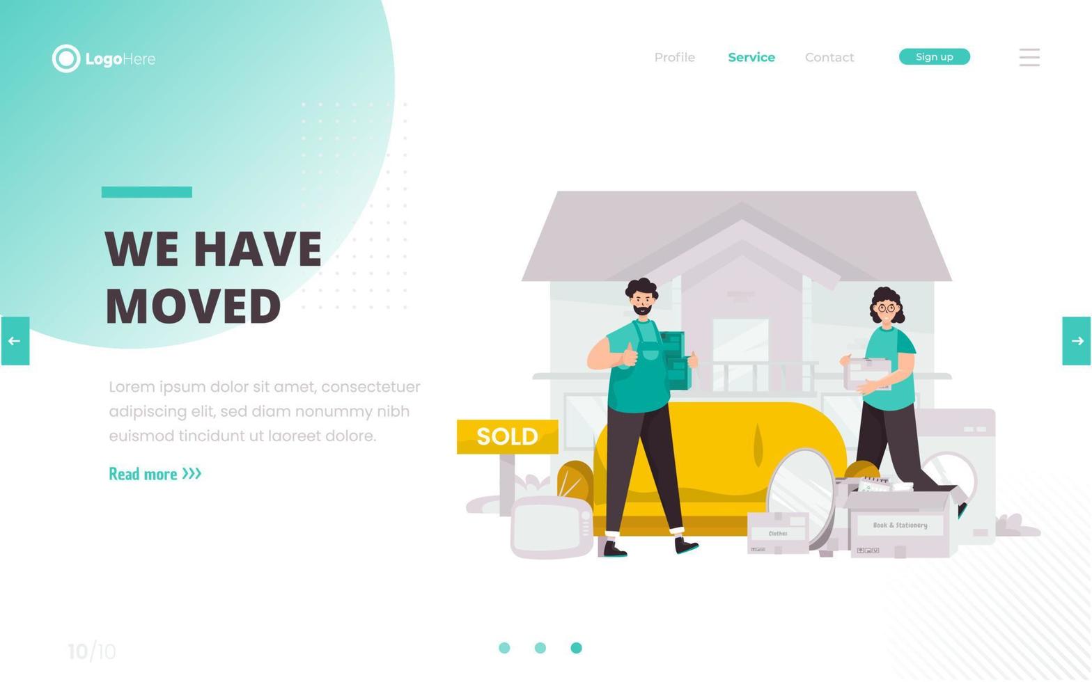Flat design moving house illustration concept vector