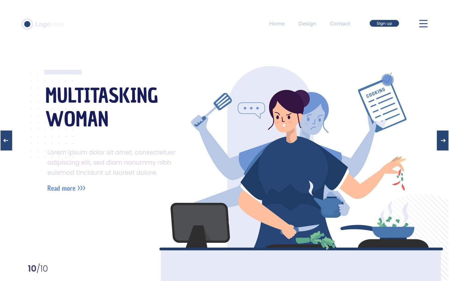 Multitasking woman illustration concept vector