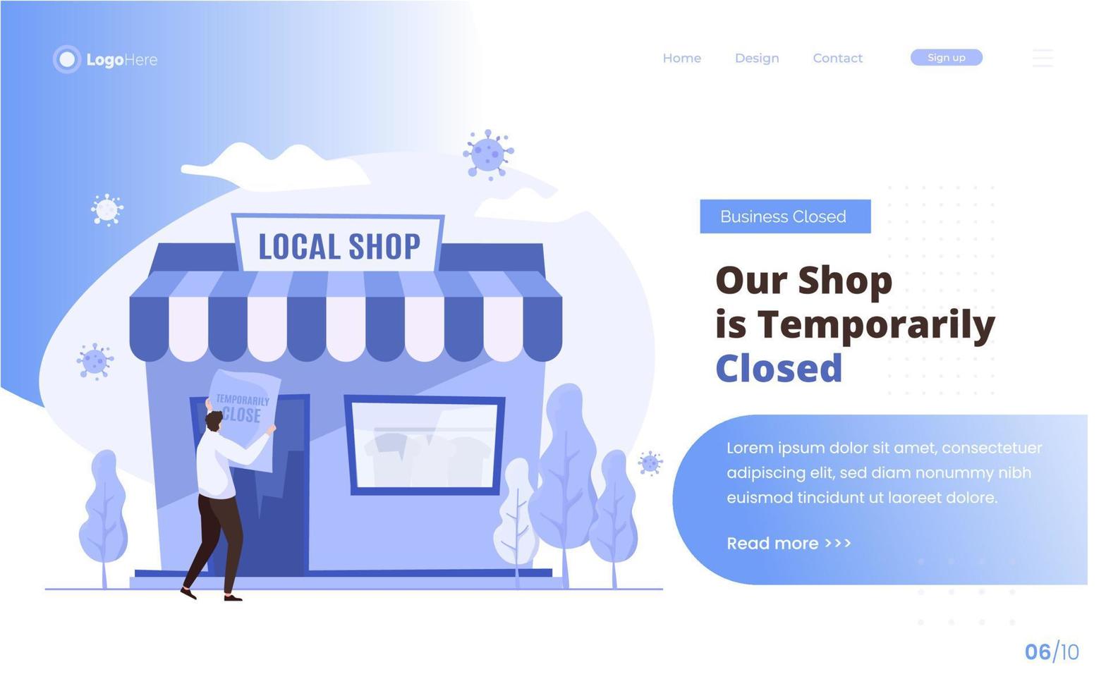 Local shop store closed during pandemic concept vector