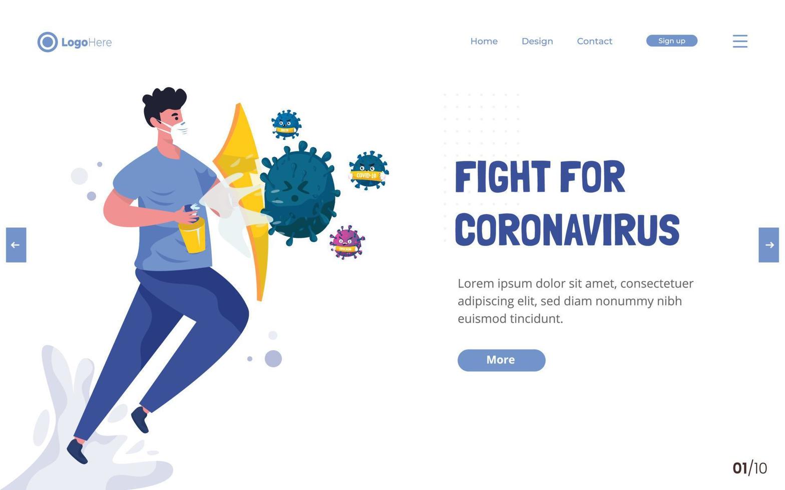 Fight against coronavirus with disinfectant spray flat design concept vector