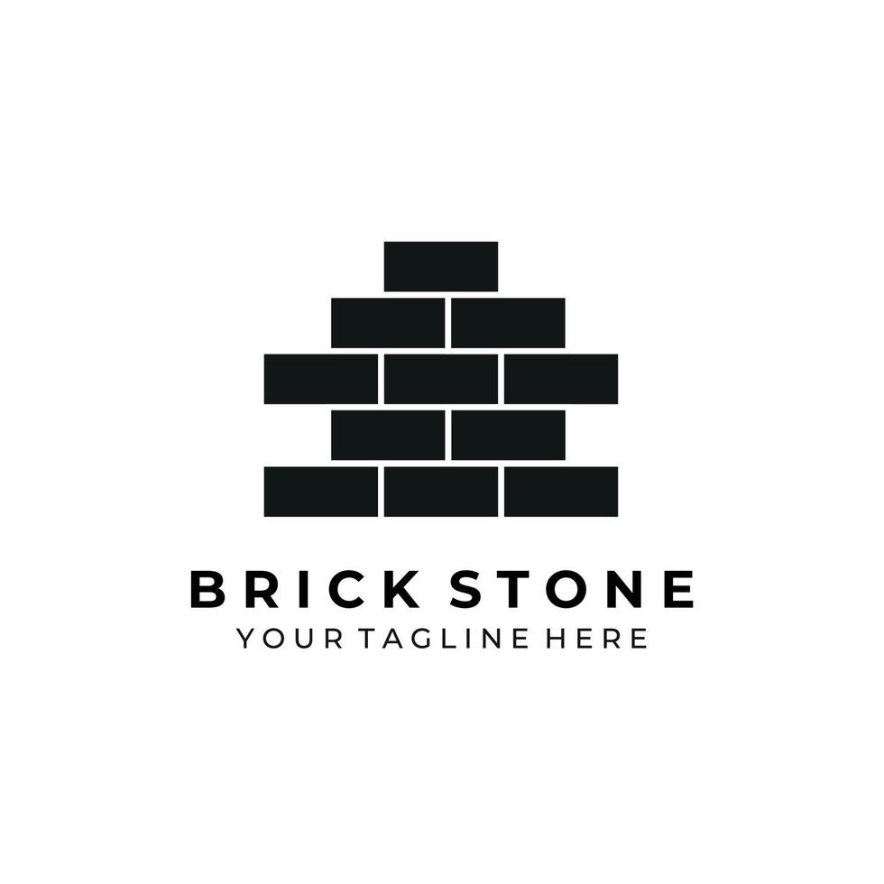 brick stone logo design vector illustration architecture simple construction material flat minimalist industry business