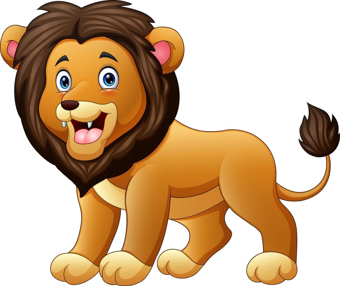 Cute a lion cartoon isolated on white background vector