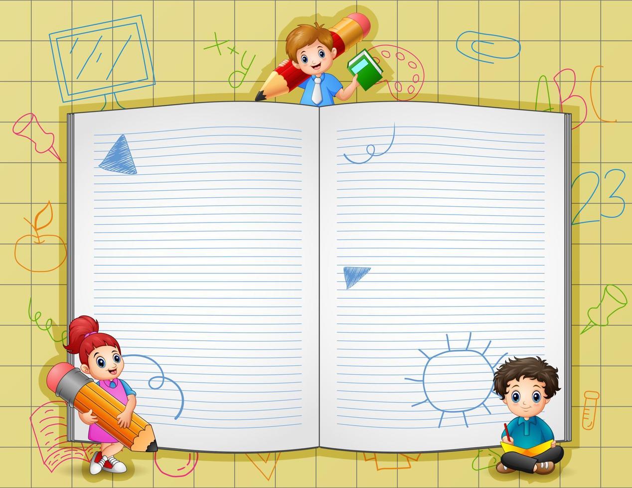Back to school sign with happy kids vector