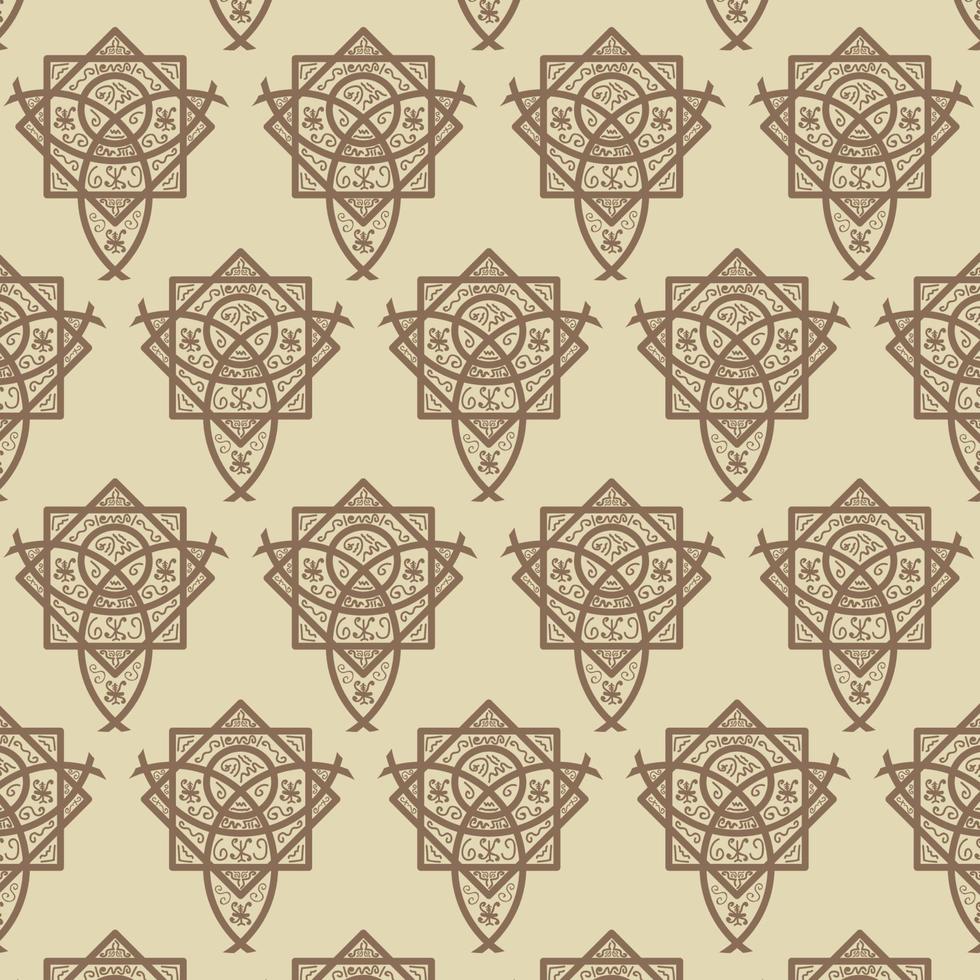 traditional seamless tribal pattern geometric brown background vector