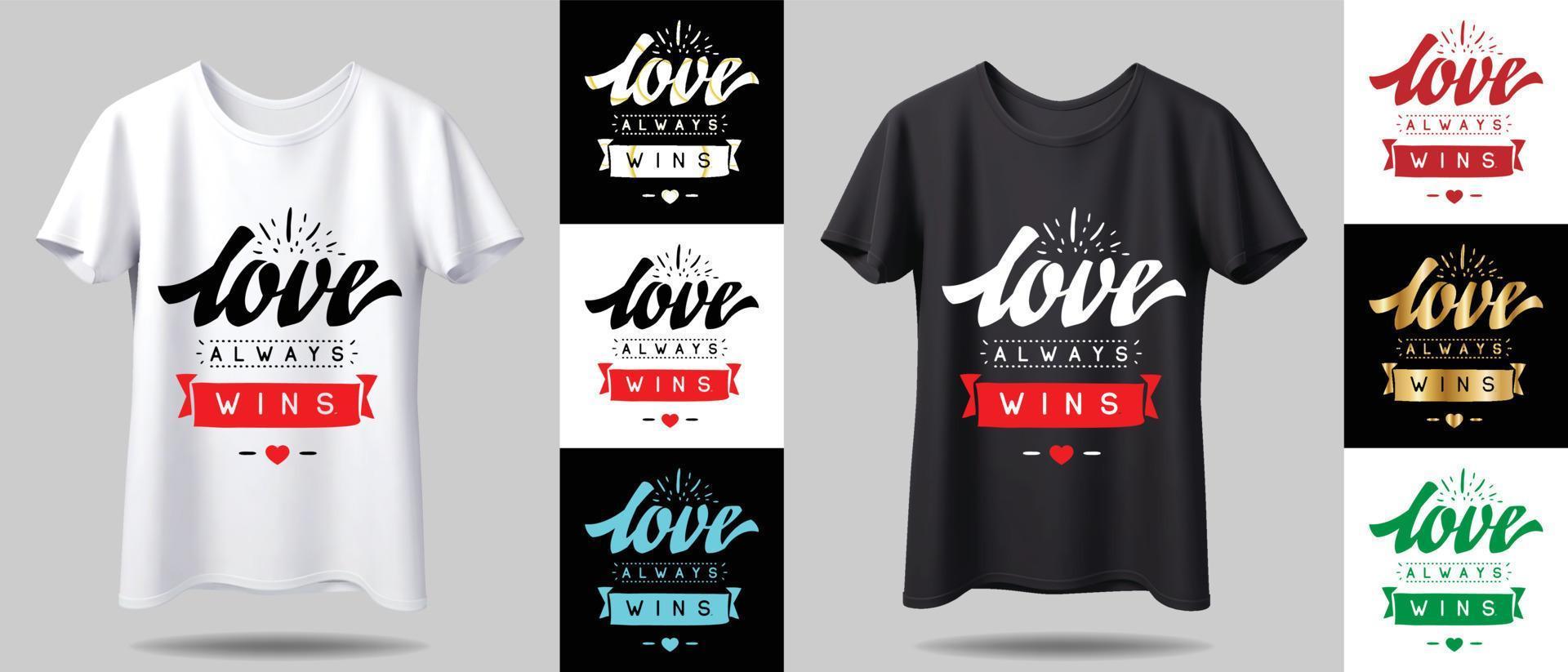 T-shirt design mockup. New black and white typography t-shirt design with mockup in different color. vector