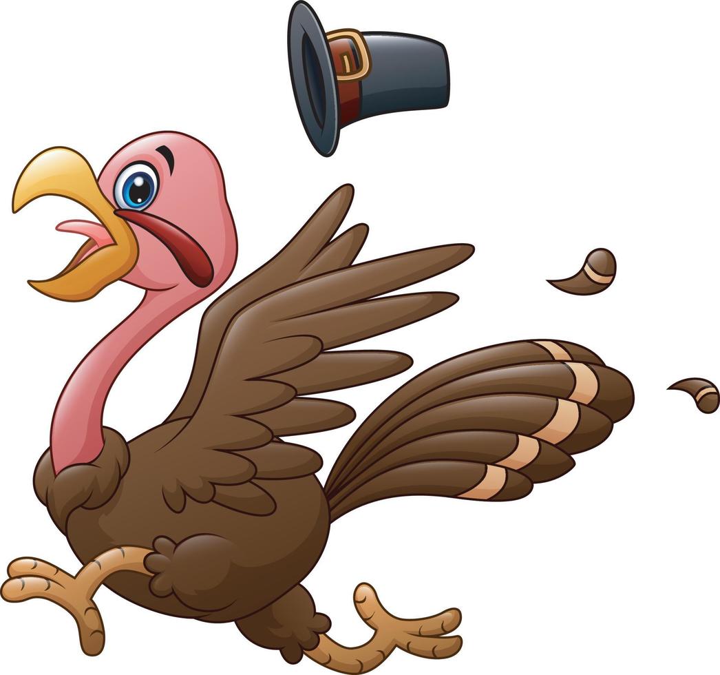 Cartoon turkey run in a hurry vector