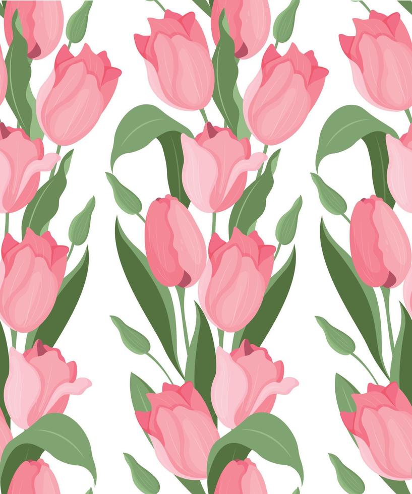 Vector seamless pattern of pale pink tulips. Textiles and packaging paper