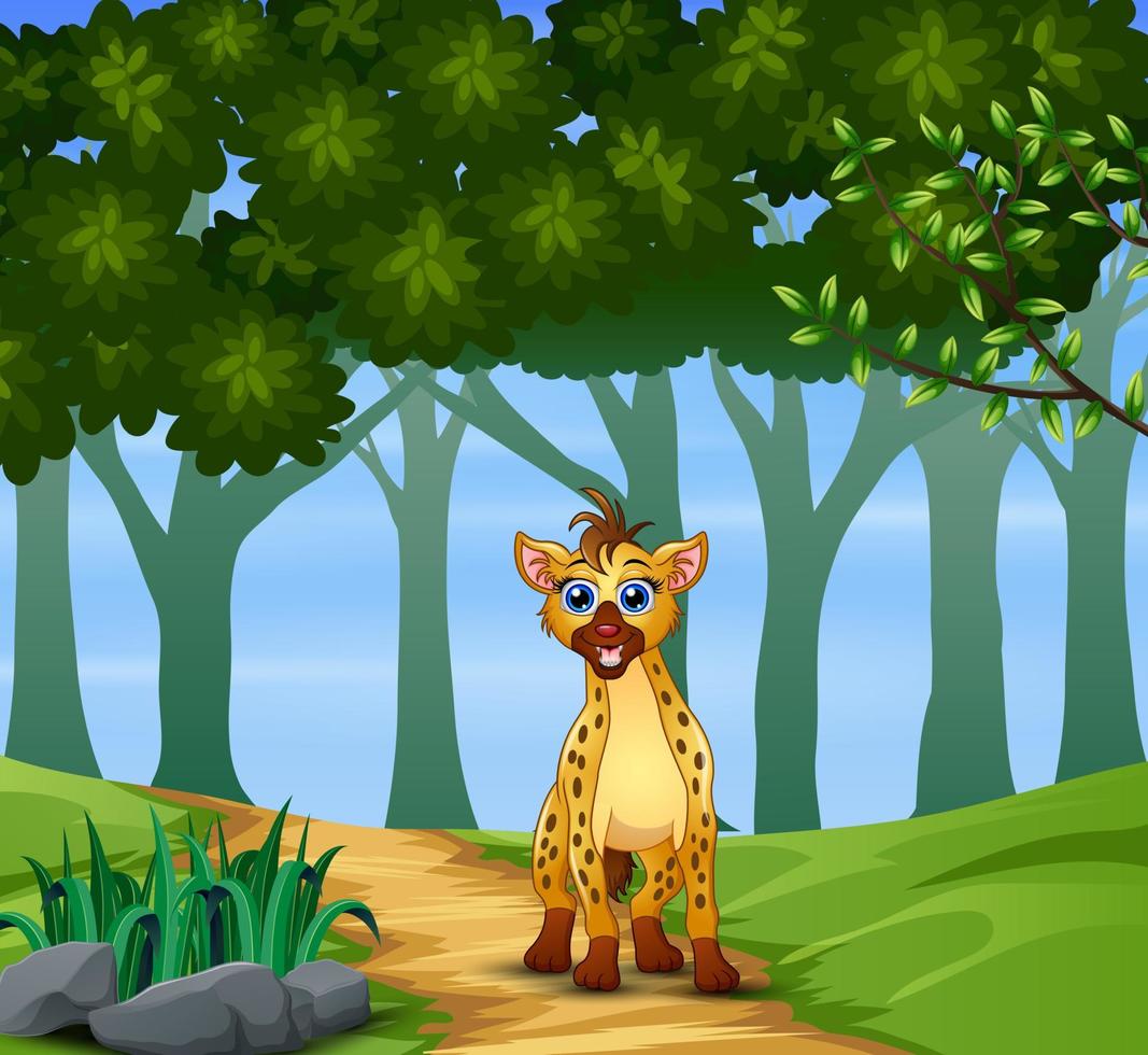 A hyena walking in the forest vector