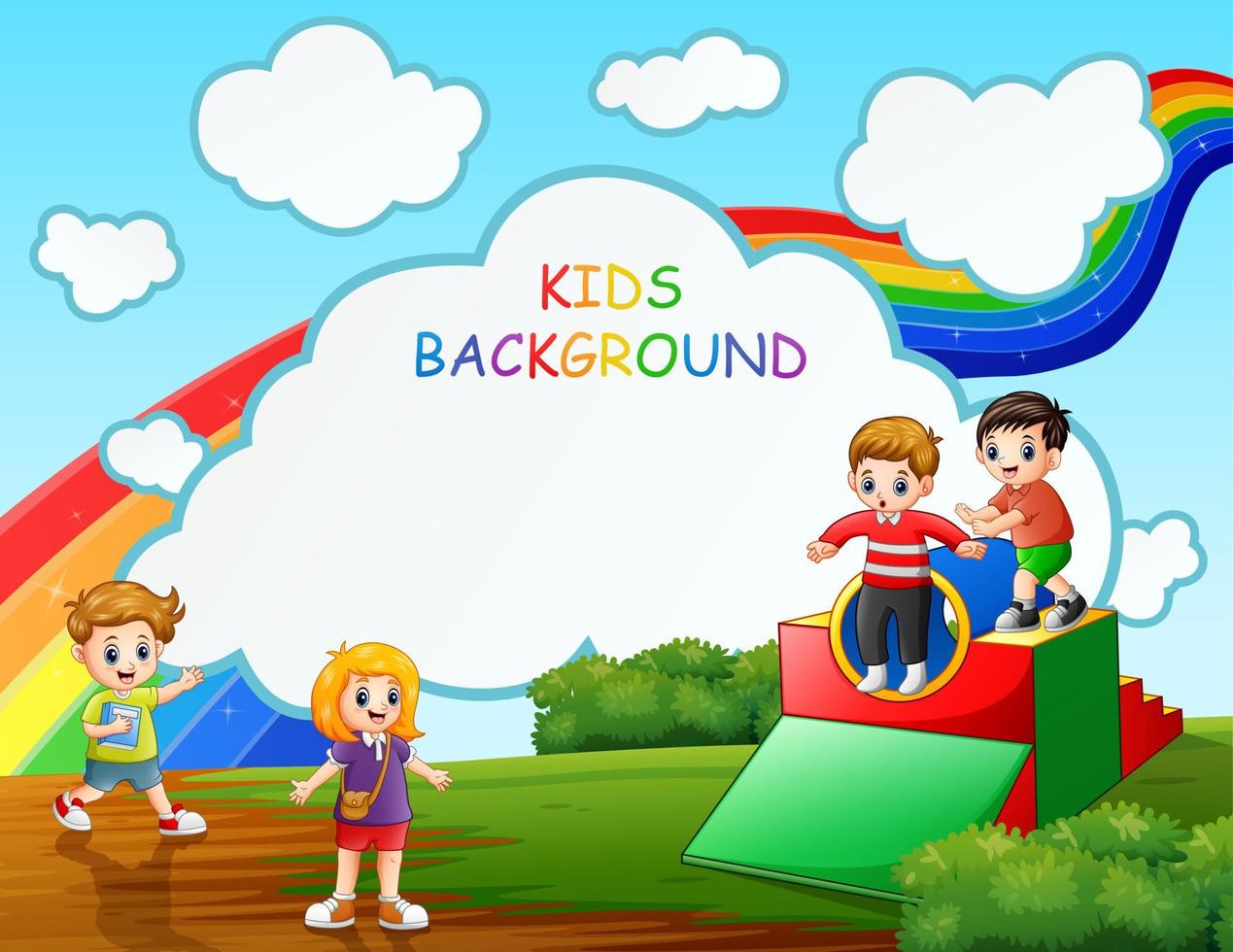 Happy kids playing in the playground vector
